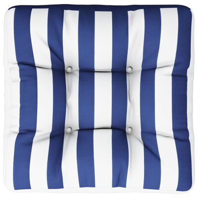 vidaXL Coussin de palette rayures bleues et blanches 50x50x12 cm tissu