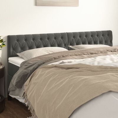 vidaXL Têtes de lit 2 pcs Gris foncé 100x7x78/88 cm Velours