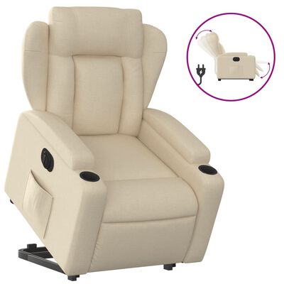 vidaXL Fauteuil inclinable électrique crème tissu