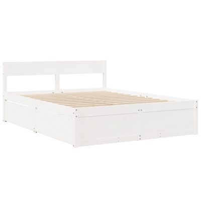 vidaXL Lit avec tiroirs et matelas blanc 140x200 cm bois massif de pin