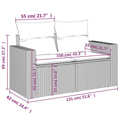 vidaXL Salon de jardin 8 pcs avec coussins gris clair résine tressée