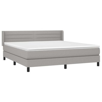 vidaXL Sommier à lattes de lit avec matelas Gris clair 160x200cm Tissu