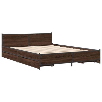 vidaXL Cadre de lit avec tiroirs sans matelas chêne marron 140x190 cm