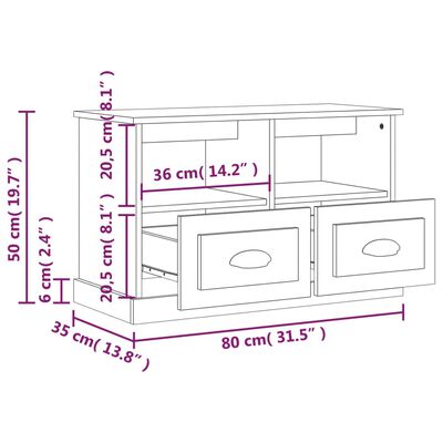 vidaXL Meuble TV sonoma gris 80x35x50 cm bois d'ingénierie