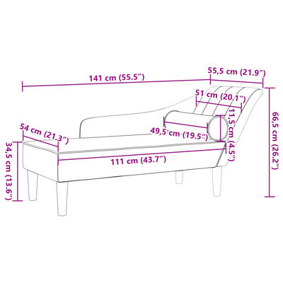 vidaXL Chaise longue avec coussins gris clair tissu