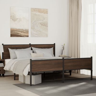 vidaXL Cadre de lit en métal sans matelas chêne marron 183x213 cm