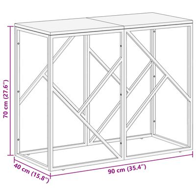 vidaXL Table console argenté acier inoxydable et bois de mélèze massif