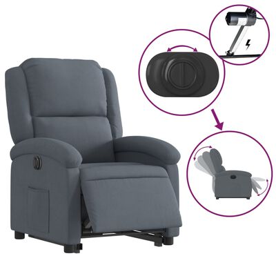 vidaXL Fauteuil inclinable électrique gris foncé velours