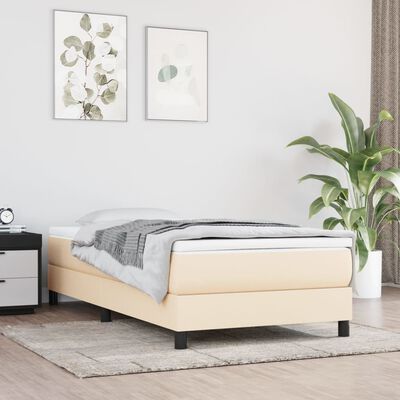 vidaXL Sommier à lattes de lit avec matelas Crème 90x200 cm Tissu