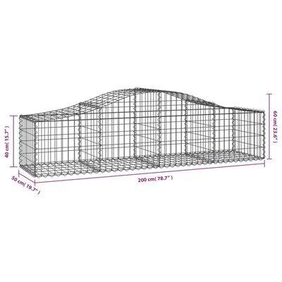 vidaXL Paniers à gabions arqués 15 pcs 200x50x40/60 cm fer galvanisé