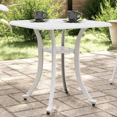 vidaXL Table de jardin blanc 53x53x53 cm aluminium coulé