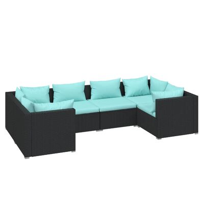 vidaXL Salon de jardin 6 pcs avec coussins résine tressée noir