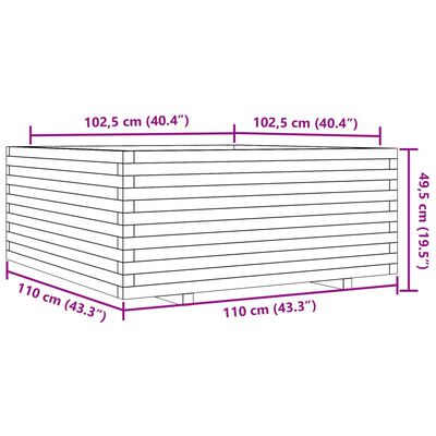 vidaXL Jardinière 110x110x49,5 cm bois de pin imprégné