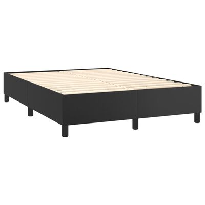 vidaXL Sommier à lattes de lit avec matelas Noir 140x200 cm Similicuir