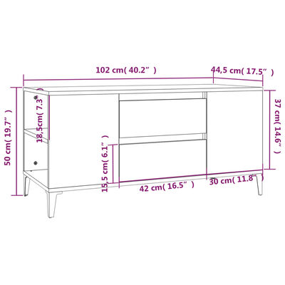 vidaXL Meuble TV Chêne fumé 102x44,5x50 cm Bois d'ingénierie