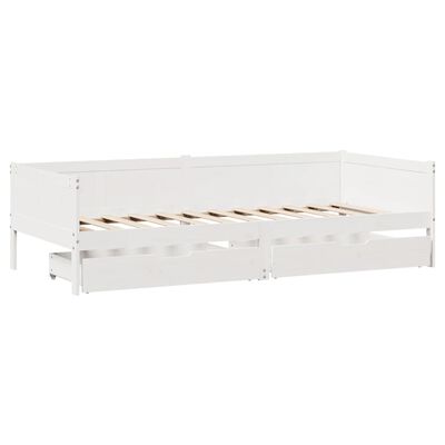 vidaXL Lit de jour avec tiroirs blanc 90x190 cm bois de pin massif