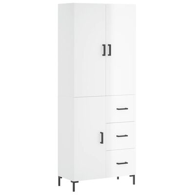 vidaXL Buffet haut Blanc brillant 69,5x34x180 cm Bois d'ingénierie