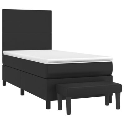 vidaXL Sommier à lattes de lit avec matelas Noir 90x190 cm Similicuir