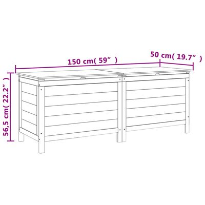 vidaXL Boîte de rangement jardin blanc 150x50x56,5cm bois massif sapin