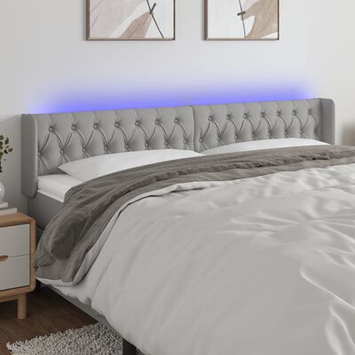 vidaXL Tête de lit à LED Gris clair 183x16x78/88 cm Tissu