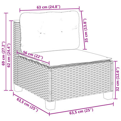 vidaXL Salon de jardin 9 pcs avec coussins gris résine tressée