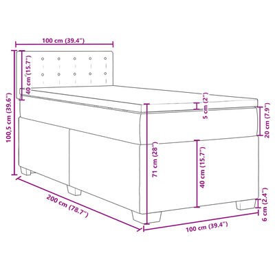 vidaXL Sommier à lattes de lit avec matelas Cappuccino 100x200 cm