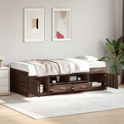 vidaXL Lit de jour avec tiroirs sans matelas chêne marron 75x190 cm