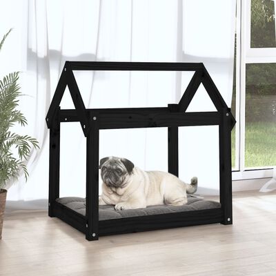 vidaXL Lit pour chien Noir 71x55x70 cm Bois de pin solide