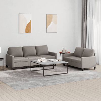 vidaXL Ensemble de canapés 2 pcs avec coussins Taupe Tissu