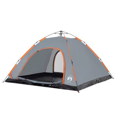 vidaXL Tente de camping 5 personnes gris et orange libération rapide