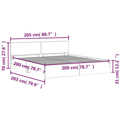 vidaXL Cadre de lit avec LED sans matelas blanc 200x200 cm