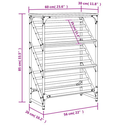 vidaXL Étagère à chaussures chêne fumé 60x30x85 cm bois d'ingénierie