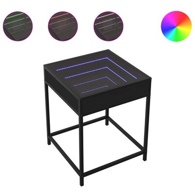 vidaXL Table basse avec LED Infinity noir 40x40x51 cm