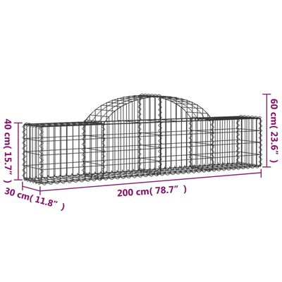 vidaXL Paniers à gabions arqués 25 pcs 200x30x40/60 cm Fer galvanisé