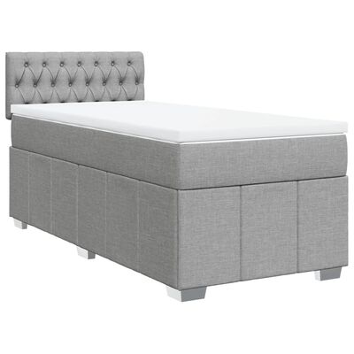 vidaXL Sommier à lattes de lit avec matelas Gris clair 90x200 cm Tissu