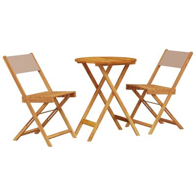 vidaXL Ensemble de bistro 3 pcs taupe tissu et bois massif