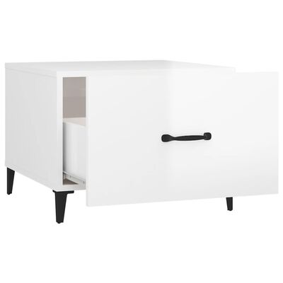 vidaXL Table basse avec pieds en métal Blanc brillant 50x50x40 cm