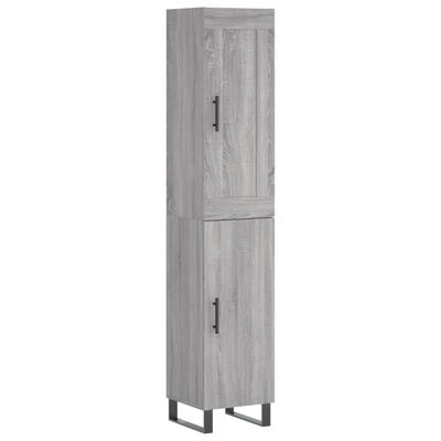 vidaXL Buffet haut Sonoma gris 34,5x34x180 cm Bois d'ingénierie