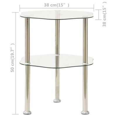 vidaXL Table d'appoint 2 niveaux Transparent 38x38x50 cm Verre trempé