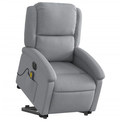 vidaXL Fauteuil inclinable de massage électrique Gris clair Tissu