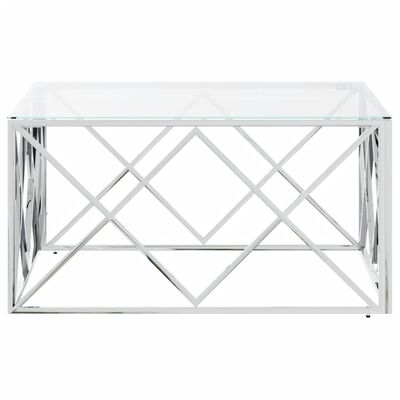 vidaXL Table basse 80x80x40 cm acier inoxydable et verre