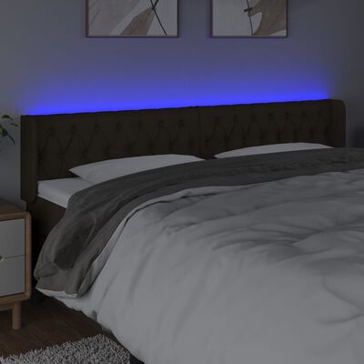 vidaXL Tête de lit à LED Marron foncé 203x16x78/88 cm Tissu