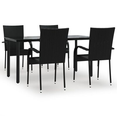 vidaXL Ensemble à manger de jardin 5 pcs Noir Résine tressée