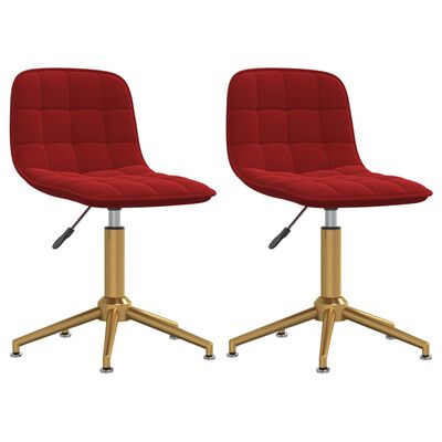 vidaXL Chaises pivotantes à manger lot de 2 Rouge bordeaux Velours