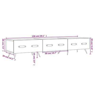 vidaXL Meuble TV blanc 150x36x30 cm bois d'ingénierie