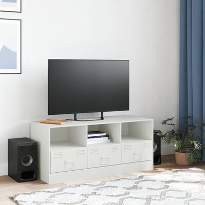 vidaXL Meuble TV blanc 99x39x44 cm acier