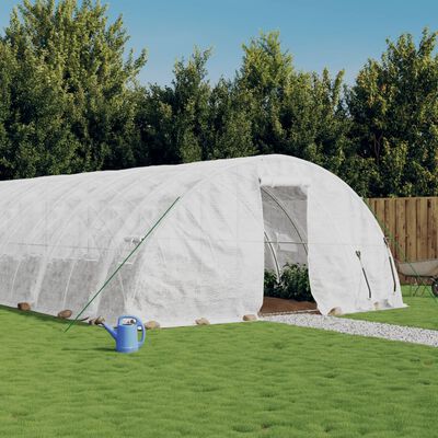 vidaXL Serre avec cadre en acier blanc 70 m² 14x5x2,3 m