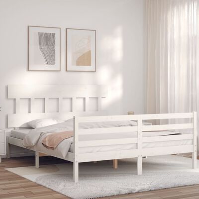 vidaXL Cadre de lit sans matelas blanc 160x200 cm bois massif