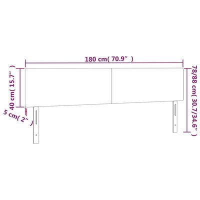 vidaXL Tête de lit à LED Gris clair 180x5x78/88 cm Velours