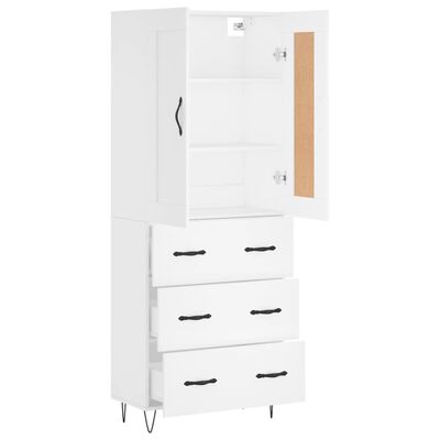 vidaXL Buffet haut Blanc 69,5x34x180 cm Bois d'ingénierie